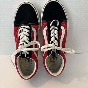 VANS Old Skool Black Red/Suede Canvas Off The Wall Size M/8 W/9.5